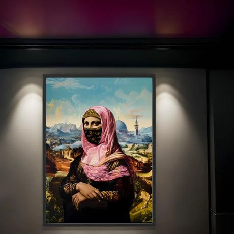 Mona Lisa Pink Hijab Canvas Prints Breaking Borders - Ready to Hang Canvas Prints