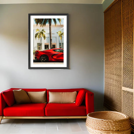 Red Sports Car Fine Art Print Framed - Luxury & Lifestyle (Framed Fine Art)