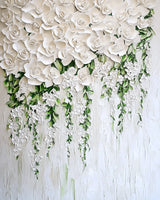 White Floral Canvas Prints Framed Artwork - Ready to Hang Canvas Prints