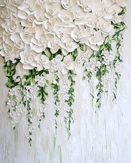 White Floral Canvas Prints Framed Artwork - Ready to Hang Canvas Prints